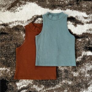 2 Sleeveless Tops - Blue and Rust